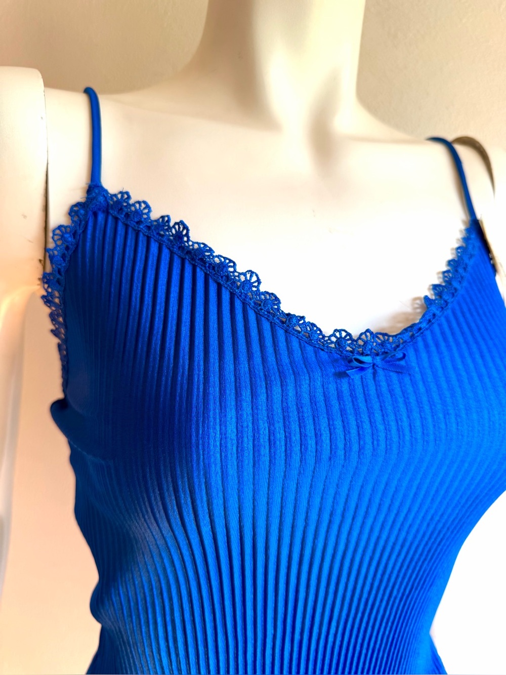Vintage Maidenform Camisole Panties Set Hi Cut Fairycore Pleated Elegance Blue M - Picture 3 of 11